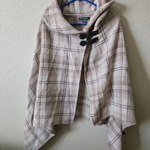 Ralph Lauren Women's Plaid Cape - Cream and Brown